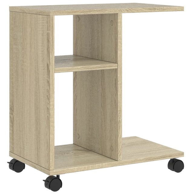 Sidobord med hjul sonoma-ek 50x30x55,5 cm konstruerat trä