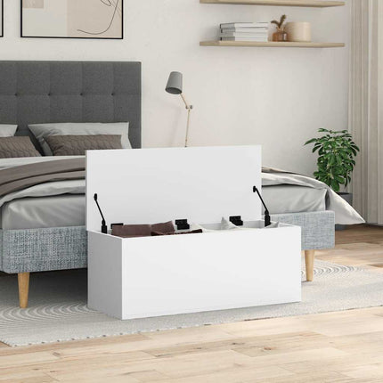 Förvaringslåda vit 90x35x35 cm konstruerat trä