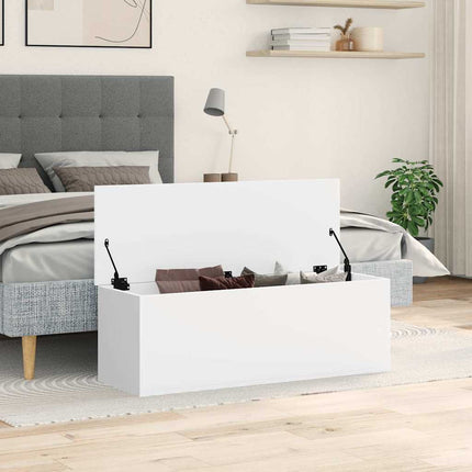 Förvaringslåda vit 102x35x35 cm konstruerat trä
