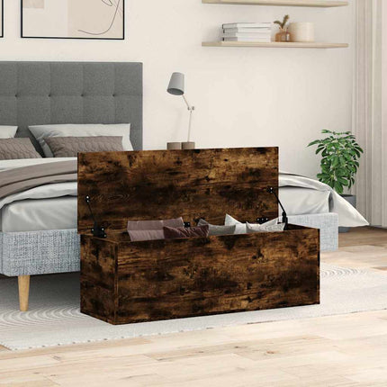 Förvaringslåda rökfärgad ek 102x35x35 cm konstruerat trä