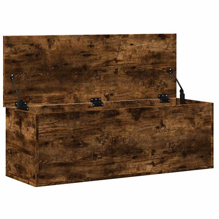 Förvaringslåda rökfärgad ek 102x35x35 cm konstruerat trä