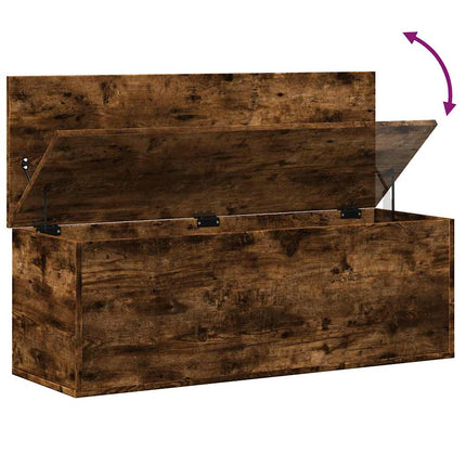 Förvaringslåda rökfärgad ek 102x35x35 cm konstruerat trä