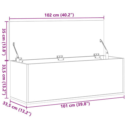Förvaringslåda brun ek 102x35x35 cm konstruerat trä