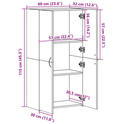 Dokumentskåp rökfärgad ek 60x32x115 cm konstruerat trä