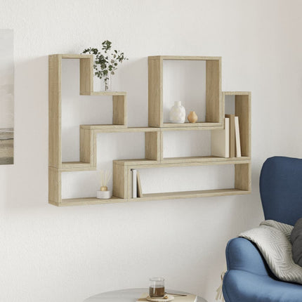 Vägghylla sonoma-ek 96x12x64 cm konstruerat trä