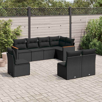 Loungegrupp för trädgården med dynor 8 delar svart konstrotting