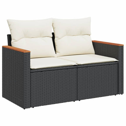 Loungegrupp 10 delar med svarta dynor konstrotting