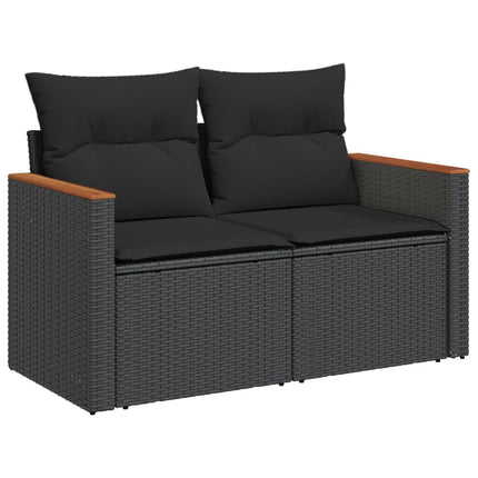 Loungegrupp 10 delar med svarta dynor konstrotting