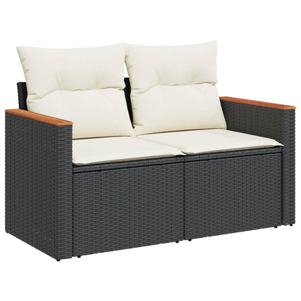 Loungegrupp 10 delar med svarta dynor konstrotting