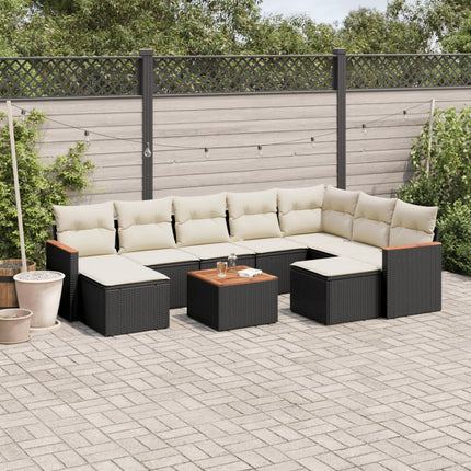 Loungegrupp 10 delar med svarta dynor konstrotting