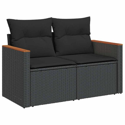 Loungegrupp med dynor 12 delar svart konstrotting
