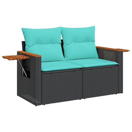 Soffgrupp för trädgården med dynor 6 delar svart konstrotting