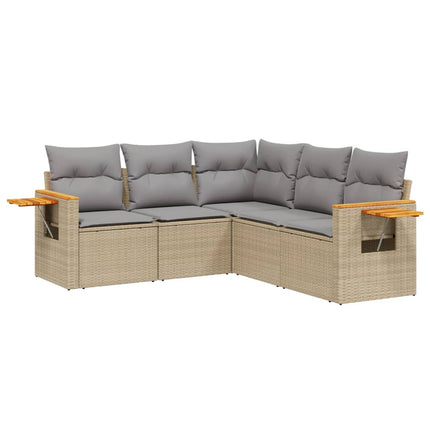 Soffgrupp för trädgården med dynor 5 delar beige konstrotting