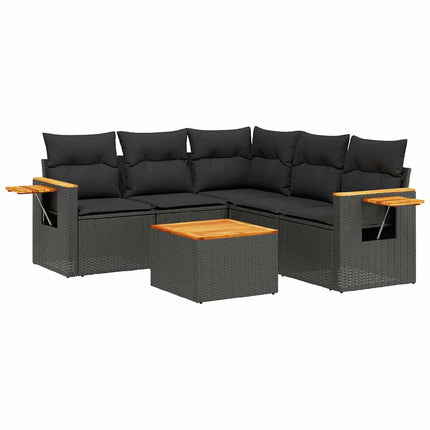 Loungegrupp med dynor 6 delar svart konstrotting