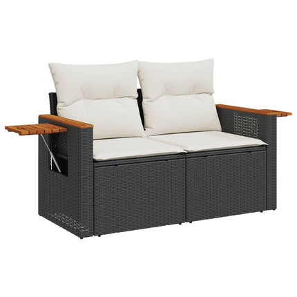 Loungegrupp med dynor 6 delar svart konstrotting