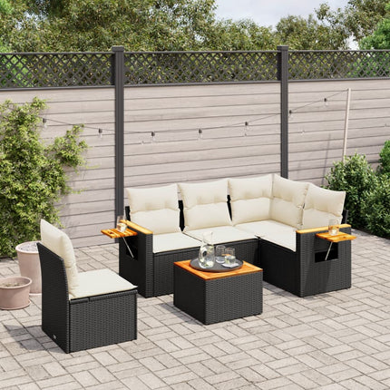 Loungegrupp med dynor 6 delar svart konstrotting