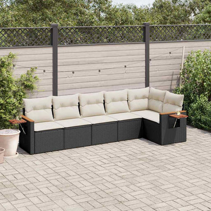 Loungegrupp med dynor 6 delar svart konstrotting