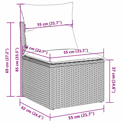 Soffgrupp för trädgården med dynor 6 delar grå konstrotting