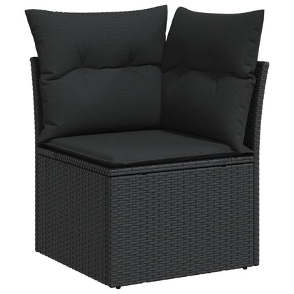 Loungegrupp med dynor 6 delar svart konstrotting