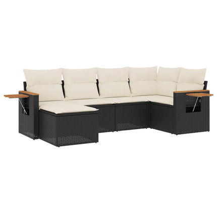 Loungegrupp med dynor 6 delar svart konstrotting