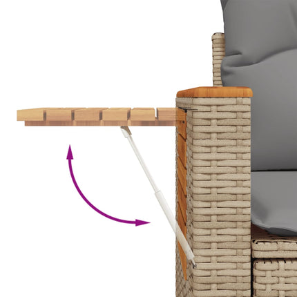 Matgrupp för trädgården med dynor 8 delar beige konstrotting