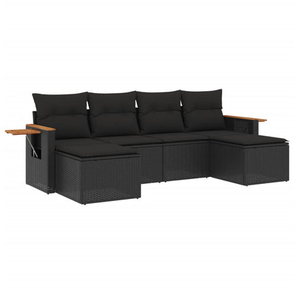 Loungegrupp med dynor 6 delar svart konstrotting