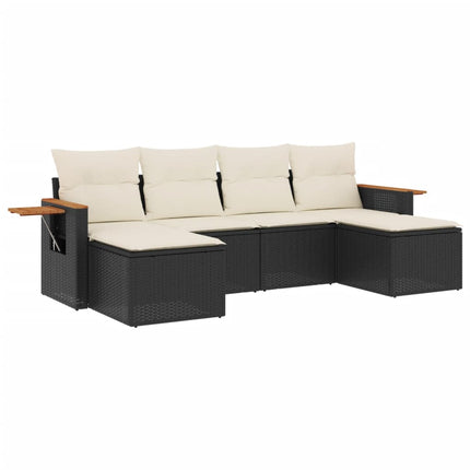 Loungegrupp med dynor 6 delar svart konstrotting
