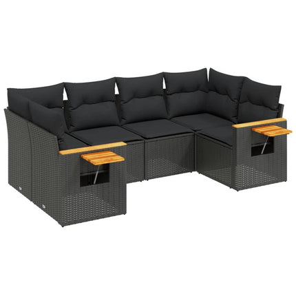 Loungegrupp med dynor 6 delar svart konstrotting
