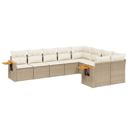 Soffgrupp för trädgården med dynor 9 delar beige konstrotting