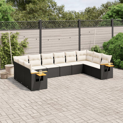 Loungegrupp 10 delar med svarta dynor konstrotting