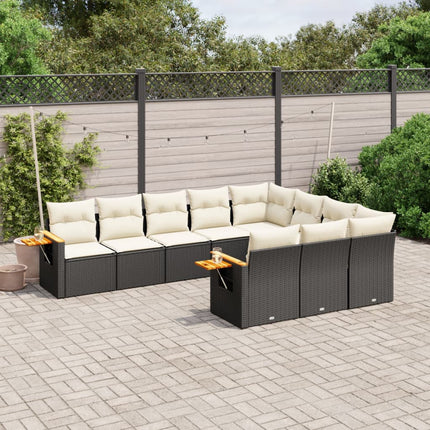 Loungegrupp 10 delar med svarta dynor konstrotting