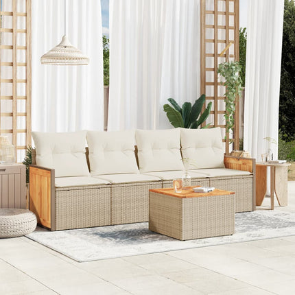 Soffgrupp för trädgården med dynor 5 delar beige konstrotting