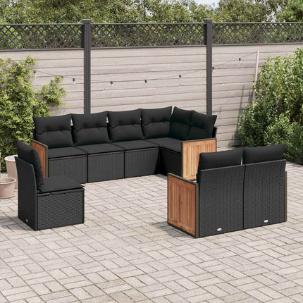 Loungegrupp för trädgården med dynor 8 delar svart konstrotting