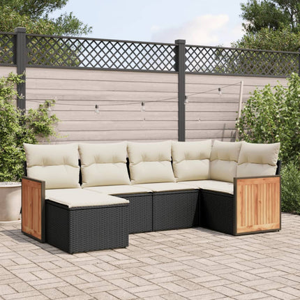 Loungegrupp med dynor 6 delar svart konstrotting