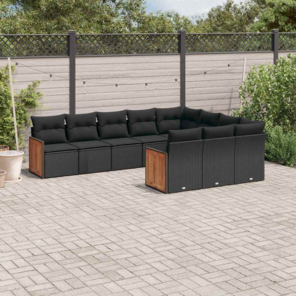 Loungegrupp 10 delar med svarta dynor konstrotting