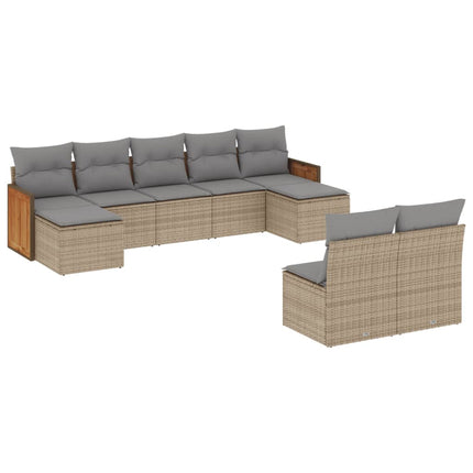 Soffgrupp för trädgården med dynor 9 delar beige konstrotting