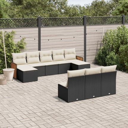 Loungegrupp 10 delar med svarta dynor konstrotting
