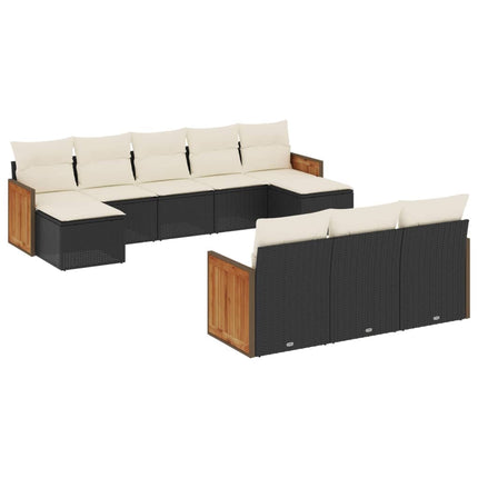 Loungegrupp 10 delar med svarta dynor konstrotting