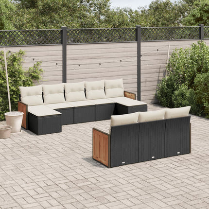 Loungegrupp 10 delar med svarta dynor konstrotting