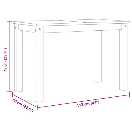 Matbord PANAMA vit 112x60x75 cm massiv furu