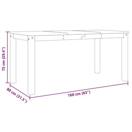 Matbord PANAMA grå 160x80x75 cm massiv furu