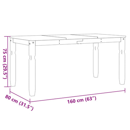 Matbord Corona grå 160x80x75 cm massiv furu