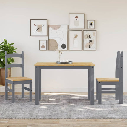 Matstolar 2 st grå 40x46x99 cm massiv furu