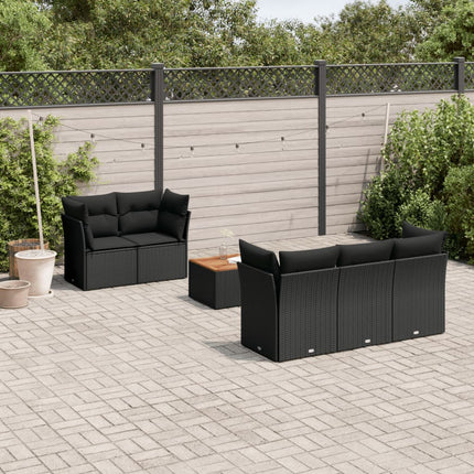 Loungegrupp med dynor 6 delar svart konstrotting