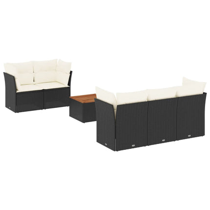 Loungegrupp med dynor 6 delar svart konstrotting