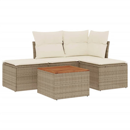 Soffgrupp för trädgården med dynor 5 delar beige konstrotting
