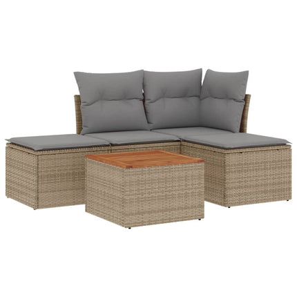 Soffgrupp för trädgården med dynor 5 delar beige konstrotting