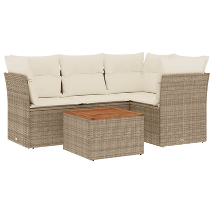 Soffgrupp för trädgården med dynor 5 delar beige konstrotting