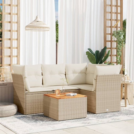 Soffgrupp för trädgården med dynor 5 delar beige konstrotting