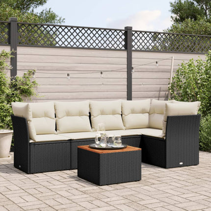 Loungegrupp med dynor 6 delar svart konstrotting